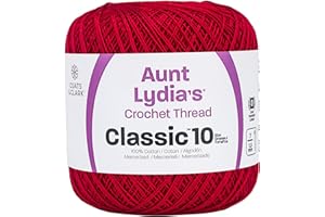 Coats Crochet Aunt Lydia's Crochet, Cotton Classic Size 10, Cardinal