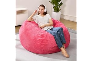 Cansunna Bean Bag Chairs Teardrop Bean Bag Chair for Adults Beanbag Chair with Memory Foam Filled Machine Washable Cover for Living Room, Bedroom (Large,Pink)