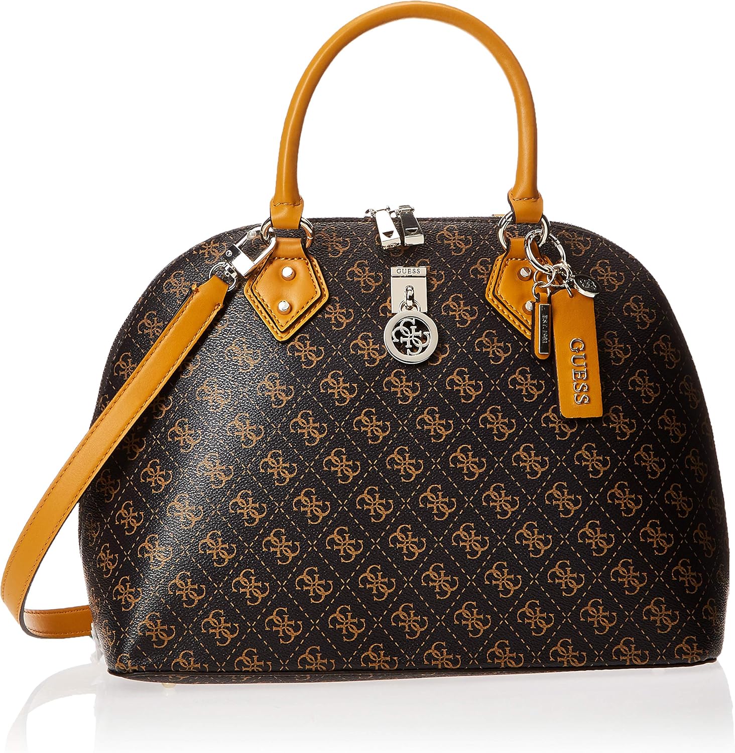 Guess Women's Jensen Large Dome Satchel Crossbody Bags, Brown, 37x27x17