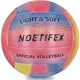 Noetifex Soft Volleyball, Size 5 Super Soft Fabric Lightweight Volleyball for Indoor Practice, Quiet & Safe Training Ball for Kids, Youth & Beginners, Home & Yard Play (Deflated)