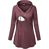 Quinee Women's Long Sleeve Plaid Colorblock Nursing Pullover Hoodie Sweatshirts