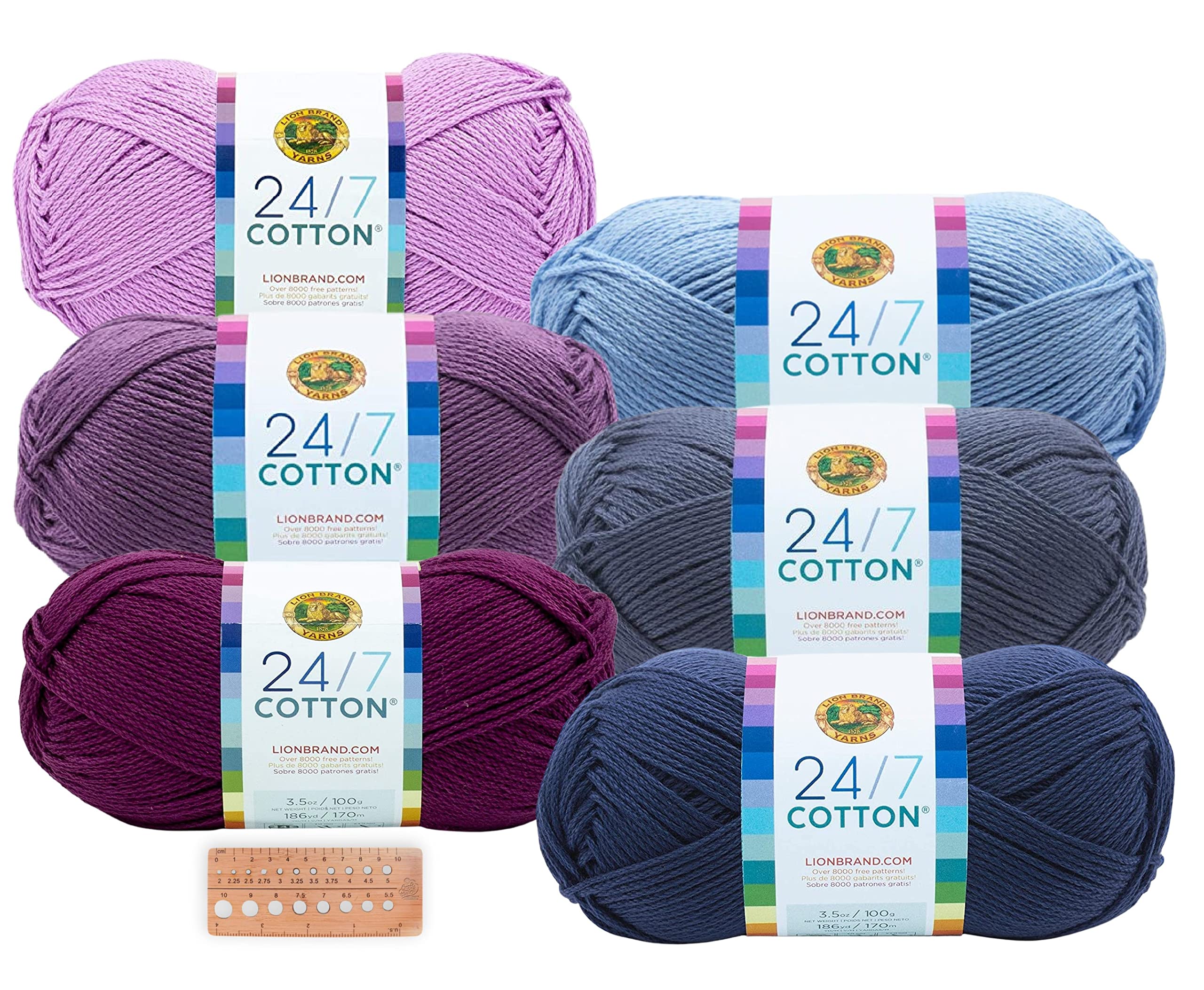 Photo 1 of Lion Brand Yarn - 24/7 Cotton - 6 Skein Assortment (Lilac Blue)