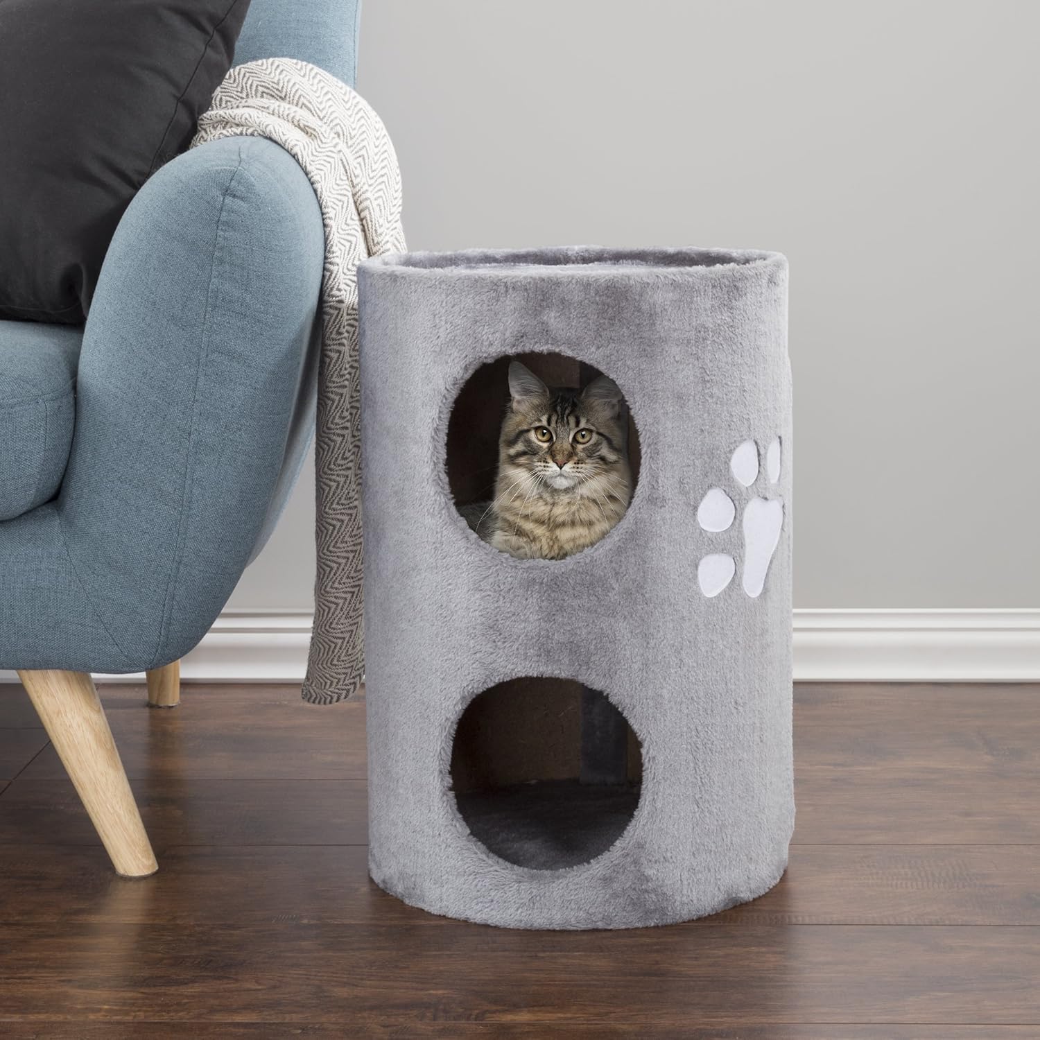 PETMAKER Cat Condo 2 Story Double Hole with Scratching Surface, 14" x 20.5", Gray (80-PET5080) : Pet Supplies