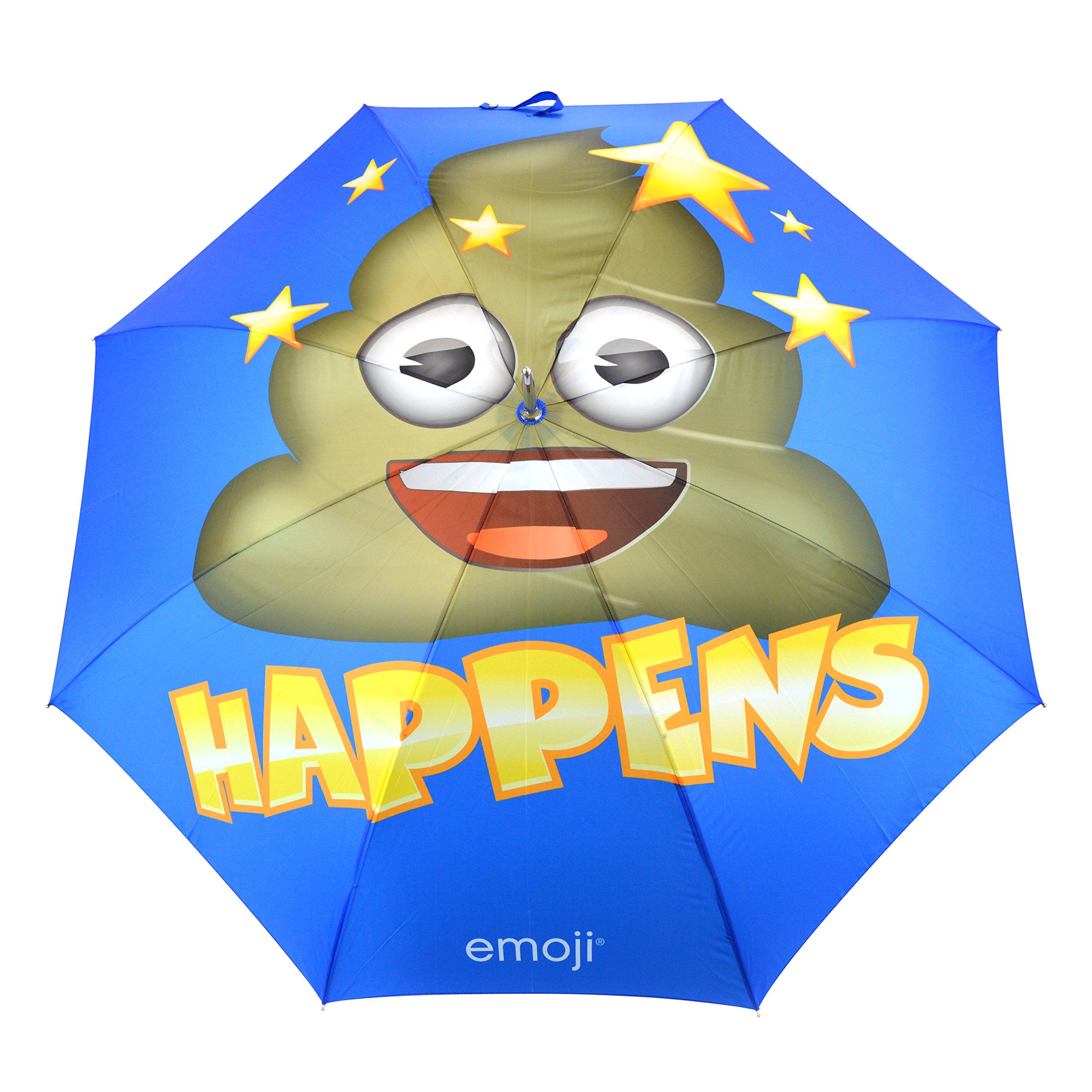 Emoji Auto Open Poop Face Single Canopy Umbrella - Blue, 60-Inch