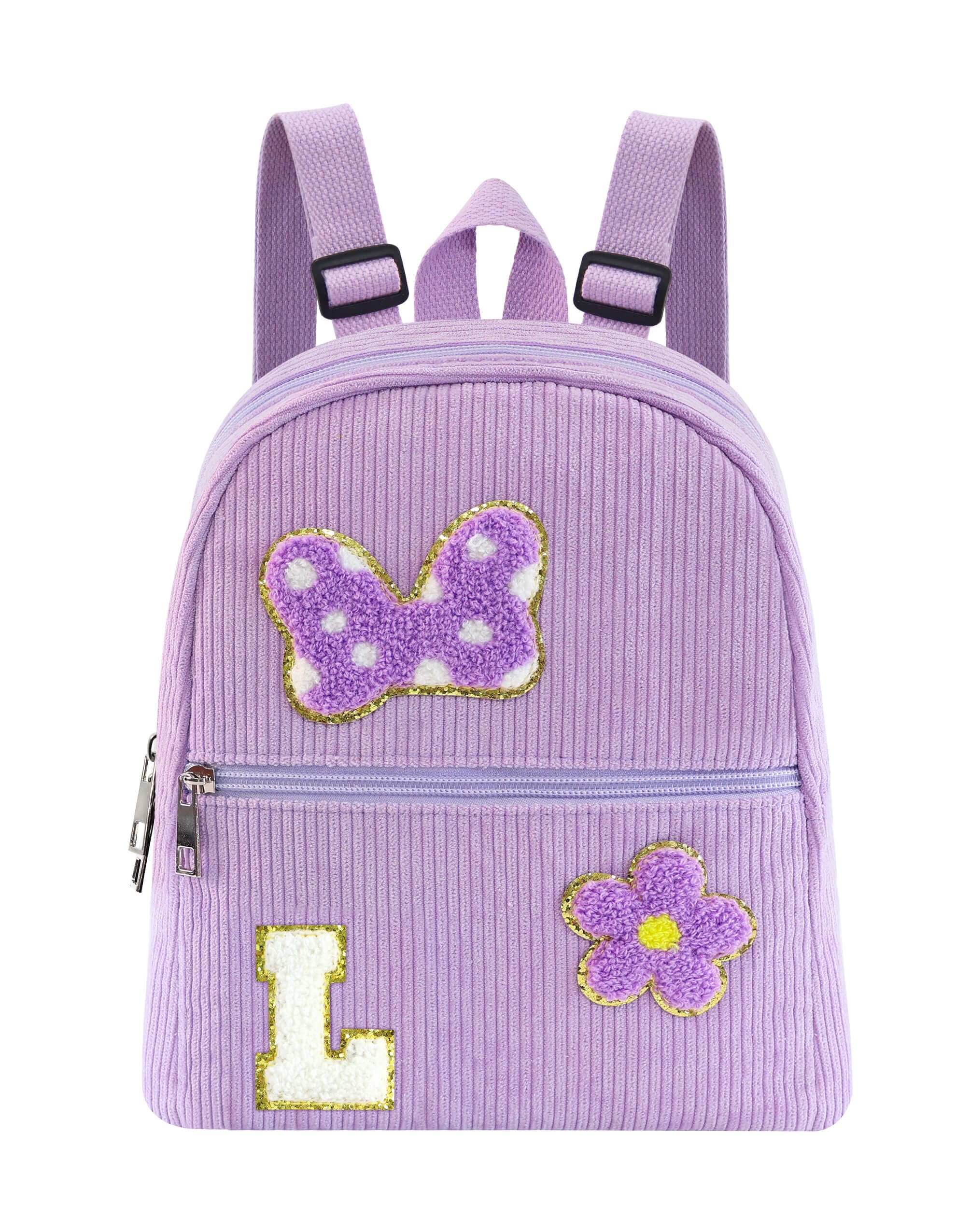 Photo 1 of 2 3 4 5 6 Year Old Girl Gifts Chenille Initial Mouse Bow Mini Backpack, Corduroy Toddler Backpacks Christmas Birthday Gifts for Girls 2-4 5-6, Purple Mini Diaper Bag Must Haves for Park Travel L
