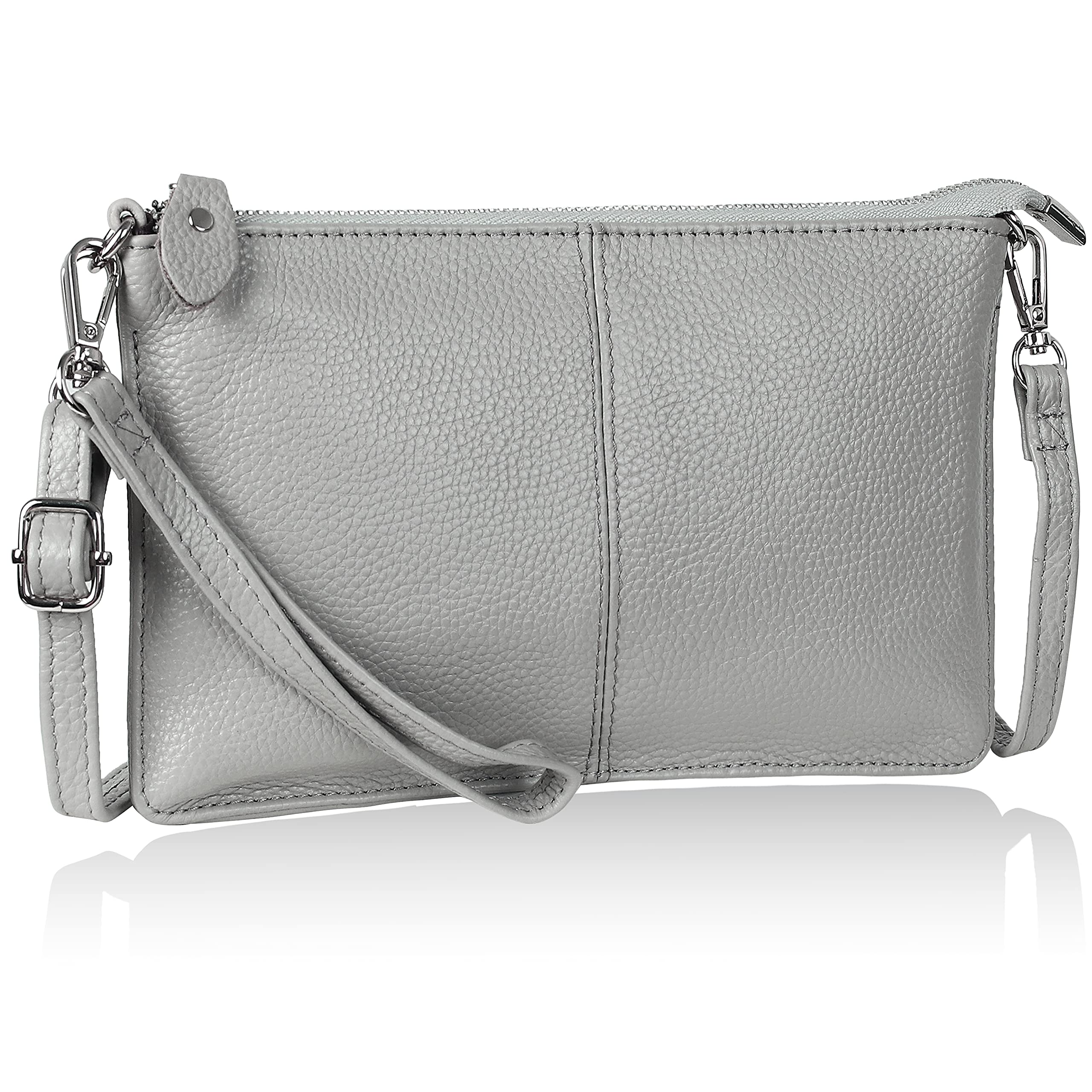 befen Small Crossbody Bag for Women Wristlet Wallet Clutch Purses and Handbags Real Leather Large Wallet with Shoulder Strap & Wrist Strap