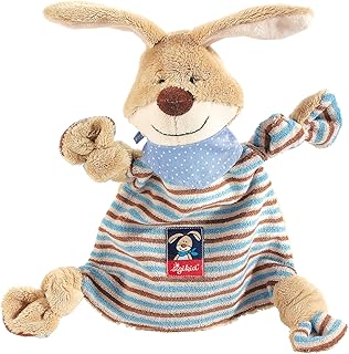 sigikid Mädchen und Jungen, Schnuffeltuch Hase, Semmel Bunny, Baby-Kuscheltuch Beige/Blau, 47893