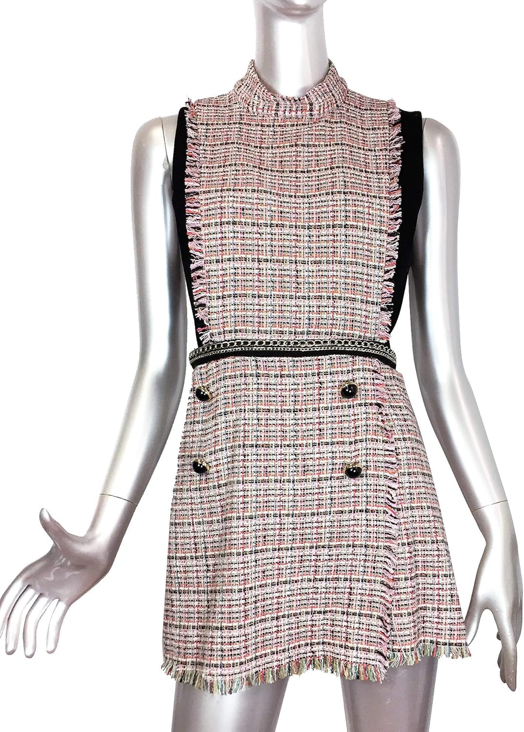 Tweed playsuit with chain trims Outlet