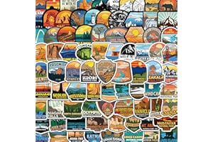 PURAESLA 156 Pcs National Parks Sticker Pack, Outdoor Nature Camping Hiking Inspired Waterproof Vinyl Decals for Water Bottles Laptop Car, Travel Adventure Partks Sticker