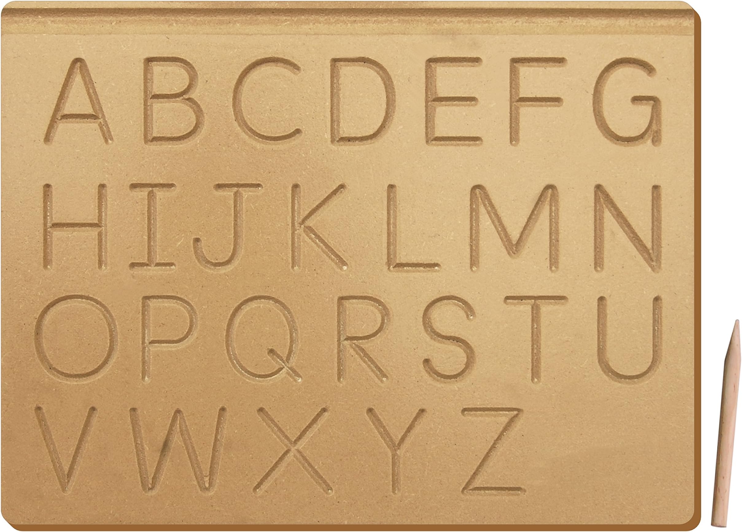 The Kiddy Depot English Alphabet Tracing Uppercase Wooden Board Natural Wood Learning Toy - Educational Toy for Boys, Girls, Kids