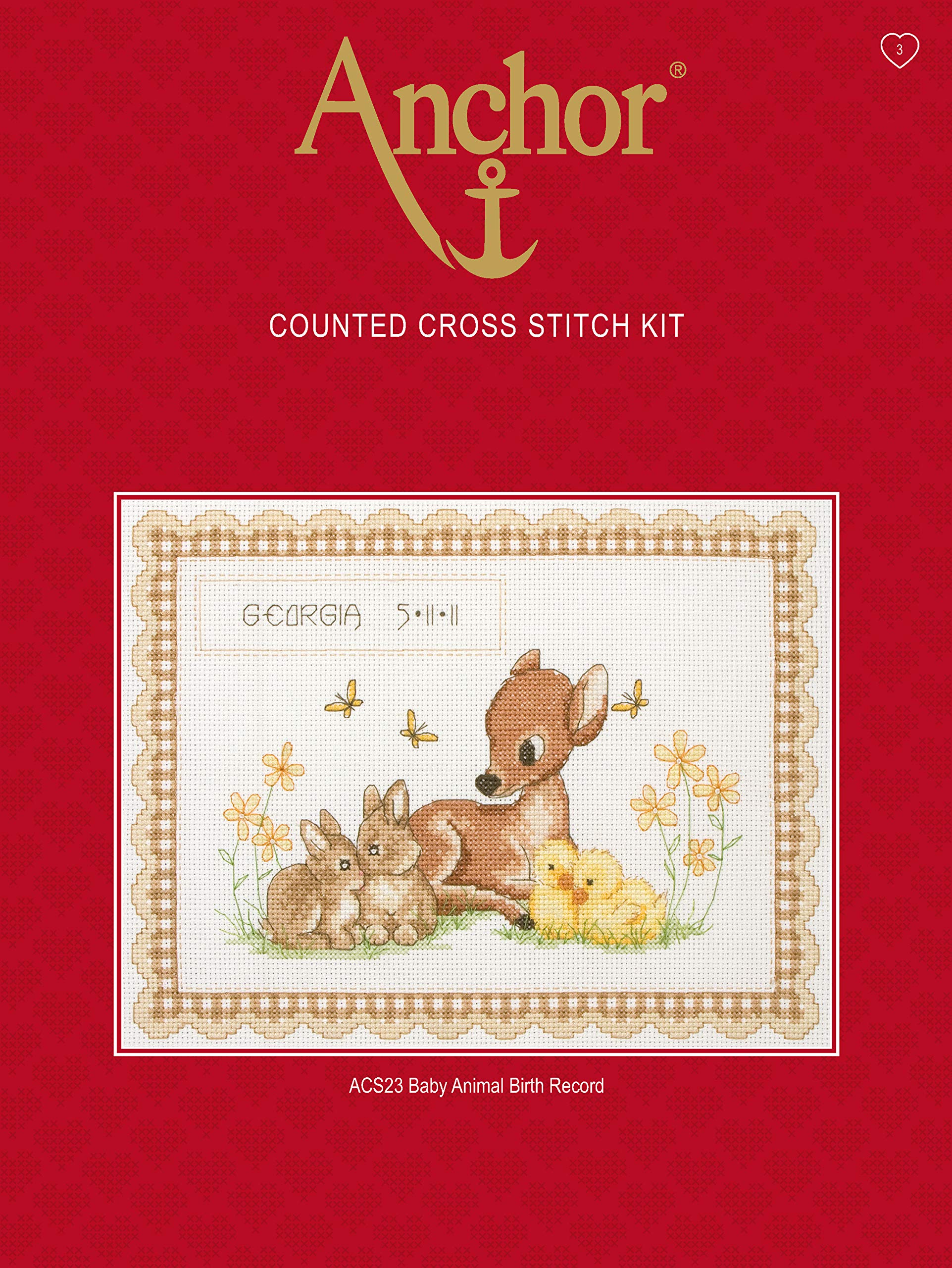 Anchor CS-Baby Animal Birth Record, Multi-Colour, 20 x 26.5cm