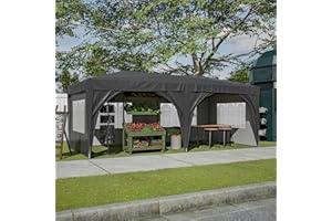 NicBex Pop-Up Tent 10 x 20 FT Shade Canopy Screen Tent Outdoor Party Tent Backyard Gazebo Outdoor Canopy for Patio with 6 Removable Sidewalls, Carry Bag, 6 Pcs Weight Bag, Black