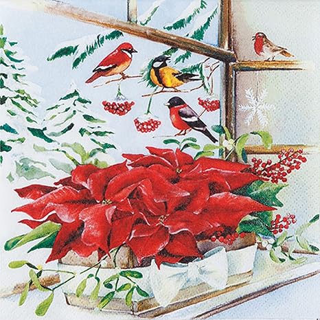 Tovaglioli Stella Di Natale.Tovaglioli Napkins 33 X 33 Cm Tovagliolo Ingegneria Natale Stella Di Natale Basket With Poinsettia Amazon It Elettronica