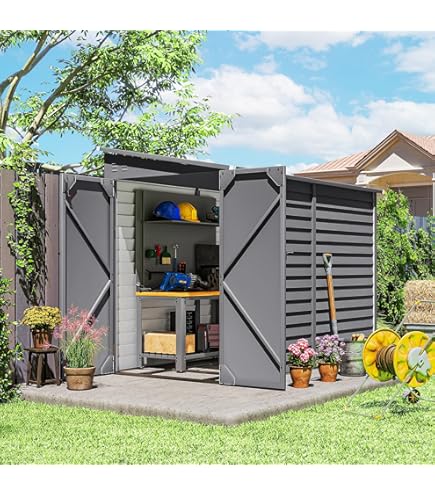 Amazon.com : KEIKI 8x6 FT Outdoor Resin Garden Shed with Floor & 2