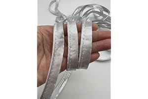 PEPPERLONELY 5 Yards 12mm (1/2 Inch) Polyester Satin Bias Piping Type, Bias Type with Cord, Piping Trim with Cord, Lip Cord Trim for Sewing Clothing Upholstery Trimming - Metallic Silver