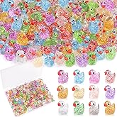 120PCS Mini Resin Animals Cute Colorful Glitter Tiny Ducks, Miniature Figures to Hide, Little Animal Accessories Bulk for Topper Garden Dollhouse Landscape Aquarium Ornaments DIY Crafts & Decor