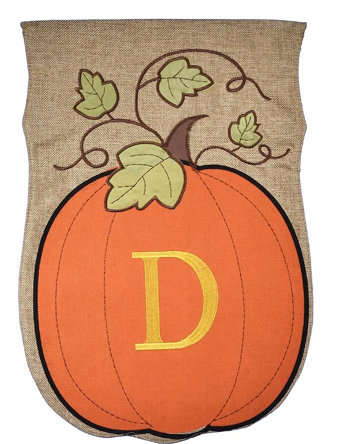 Amazon.com : JEC Home Garden Flag Monogram Fall Pumpkin Burlap Autumn