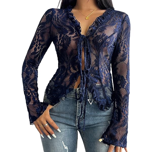 Women's Going Out Tops Mesh Top Long Sleeve Square Neck