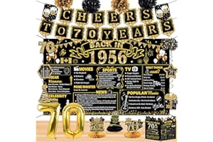 70th Birthday Decorations for Men Women, 1956 Birthday Party Decorations, Including 1956 Banner, Honeycomb Topper, Balloons, 