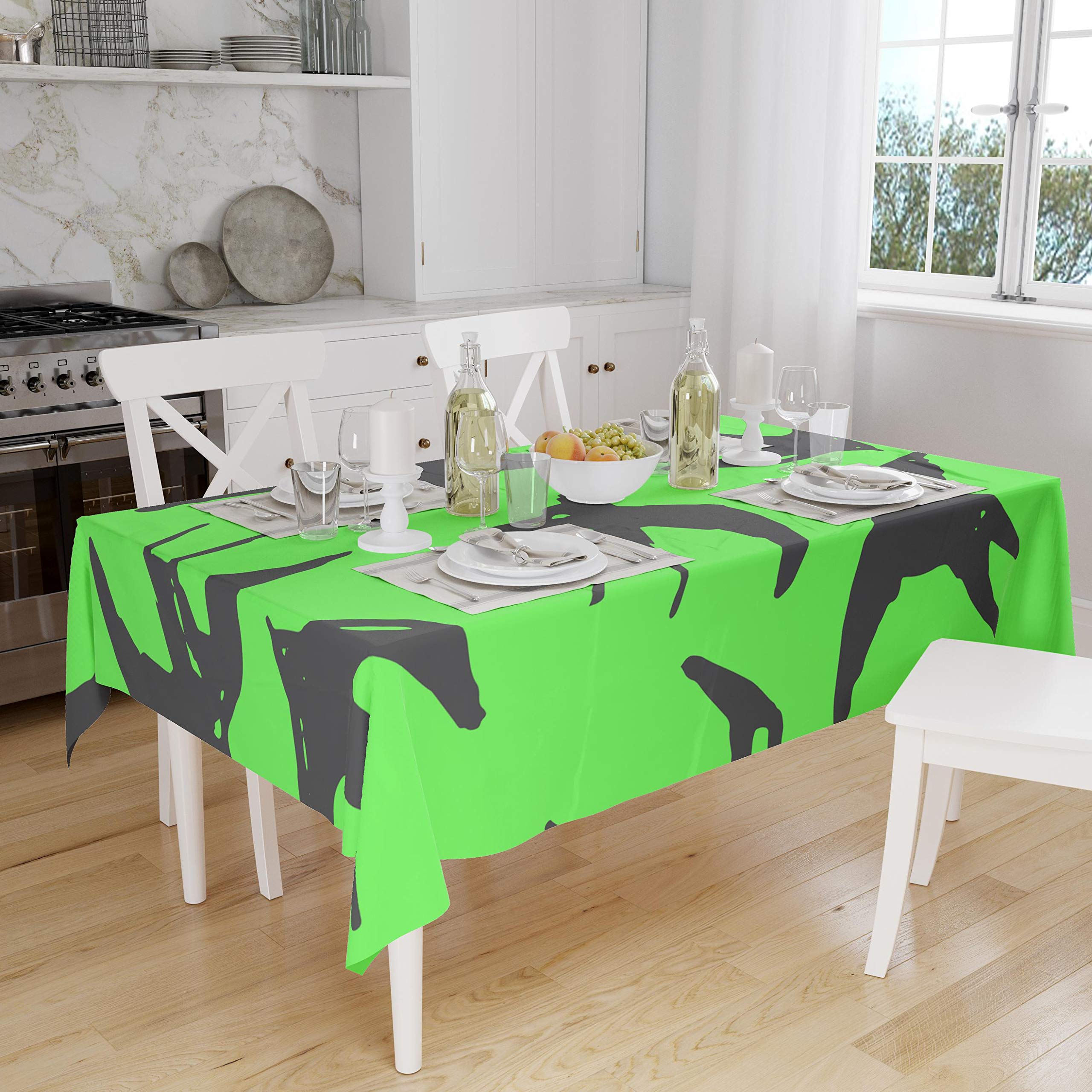 Bonamaison Kitchen Decoration, Tablecloth, Neon Green Fume, 140 x 160 Cm - Designed and Manufactured in Turkey