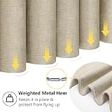 Shower Curtain Linen-Style 122x182cm Taupe with Metal Hooks view 7