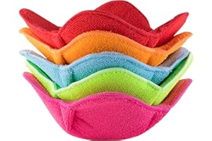 SHILA Bowl Snuggies, Multicolor Set of 5 Microwave-Safe Hot Bowl Holders to Keep Your Hands Cool and Your Food Warm, Polyester & Sponge Heat Resistant Dish Pads for Soup, Rice and Pasta