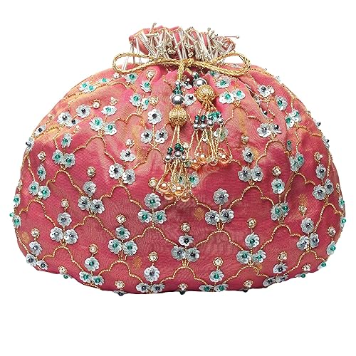 Fuschia Pink Silk potli bag