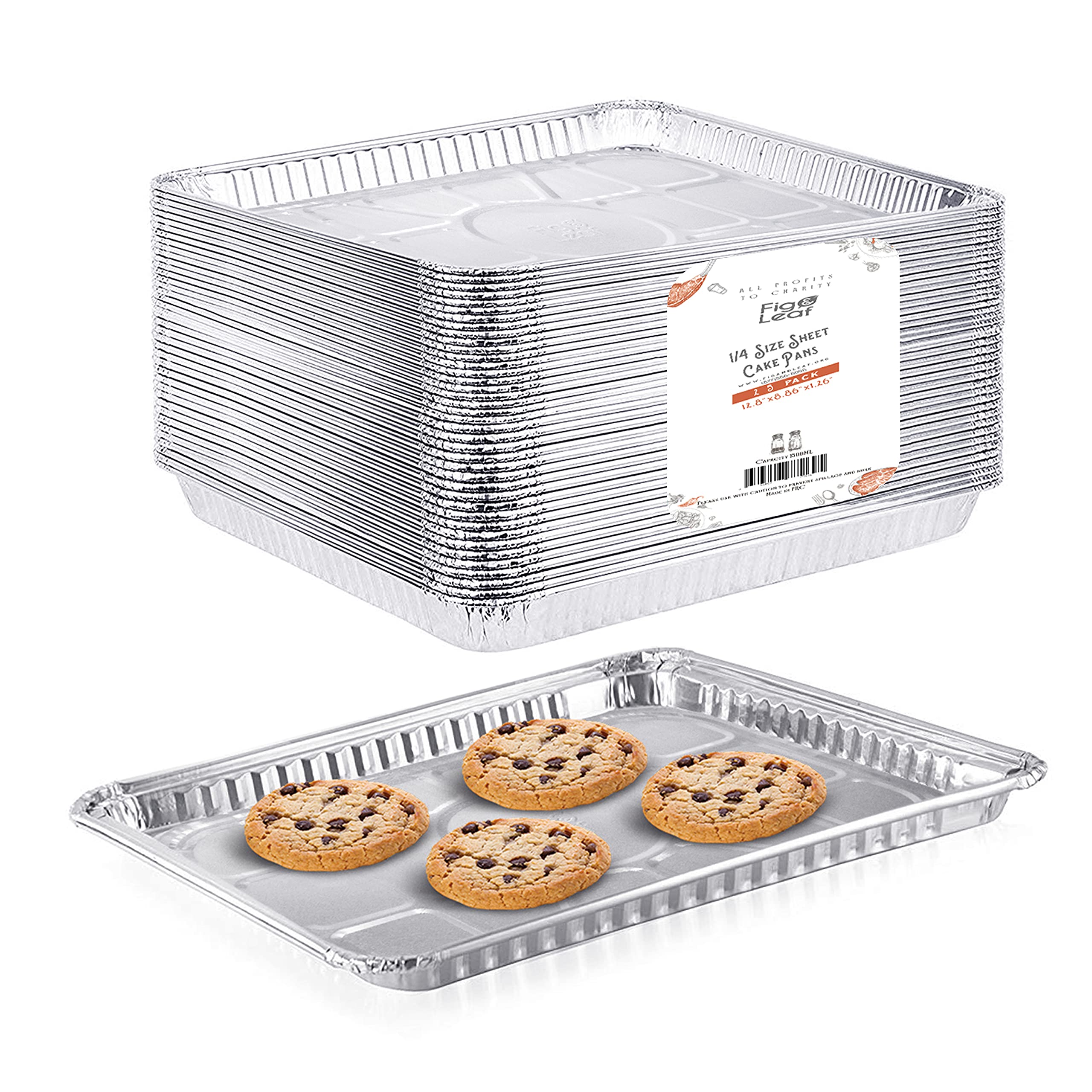 Photo 1 of (25 Pack) 1/4 Size Cookie Sheet Baking Cake Pans l 12.8” x 8.9” Disposable Aluminum Foil Trays l Premium Heavy Duty Nonstick Baking Sheets Reusable