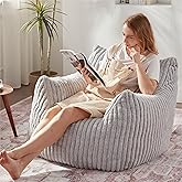 Giant Bean Bag Chairs for Adults with Filling Plush Fluffy Bean Bag Chairs for Teens with Armrests Comfy BeanBag Lazy Couch Sofa Chair for Bedroom Living Room Reading