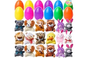 JOYIN Lot de 12 œufs de Pâques préremplis de mini animaux en peluche pour enfants