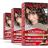 Revlon ColorSilk with Bond Repair Complex, Brown Permanent Hair Color, 100% Gray Coverage, Ammonia Free Hair Dye, Vegan Keratin, 30 Dark Brown (Pack of 3)
