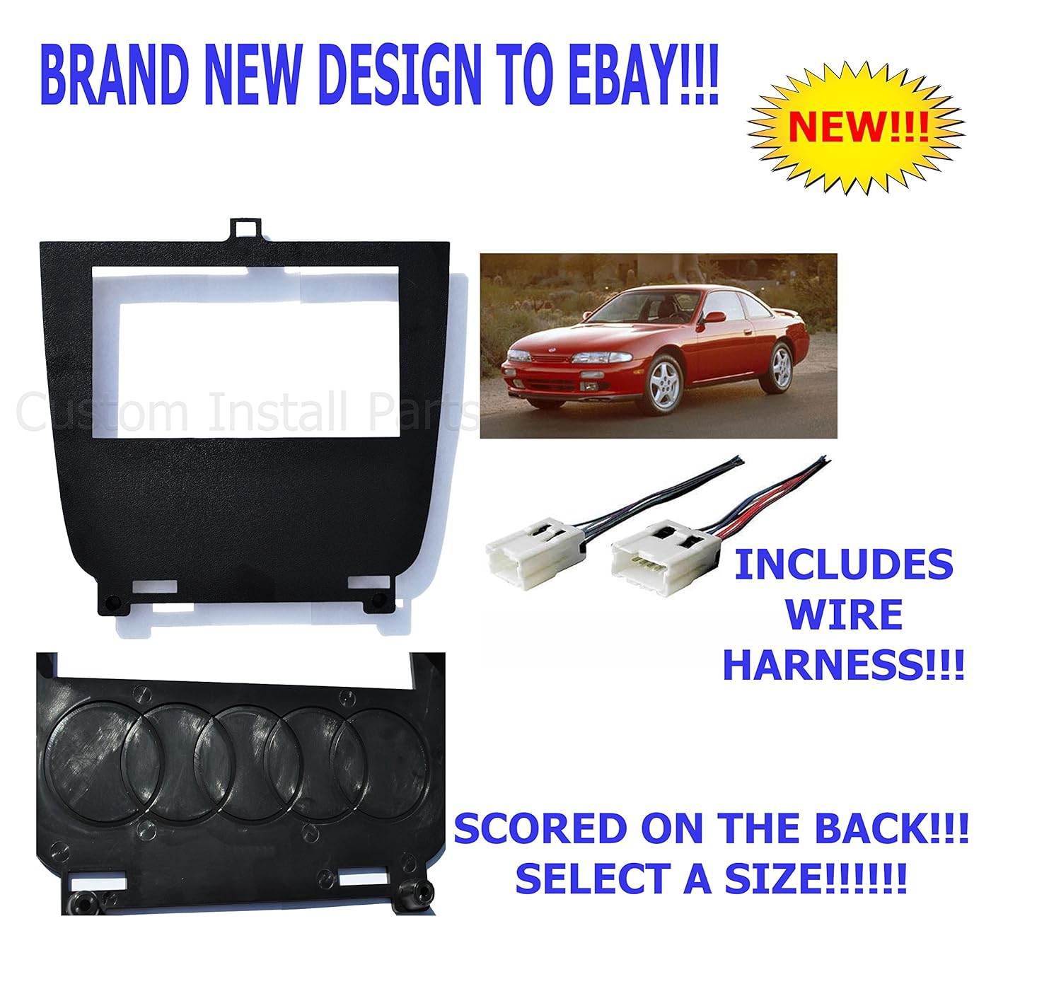 Lower Single or Double Din Dash Kit Fitted for 95-98 Nissan 240SX S14 Multiple 52mm Gauge Options