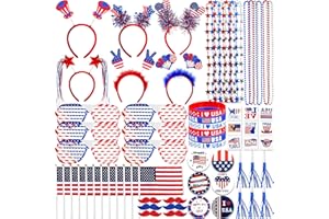 Lansian 4th of July Accessories Bulk Party Supplies, 146Pcs Patriotic Party Favors Set for Independence Day Decorations Memorial Day Celebrations USA Flags Party Parades Classroom Rewards for Kids