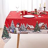 Christmas 60x120 Tablecloth Rectangle Winter Snowflake Snowman Farmhouse Xmas Tablecloths - Oblong Polyester Christmas Tree Reindeer Table Cover Washable Waterproof for Holiday Party Family Gathering