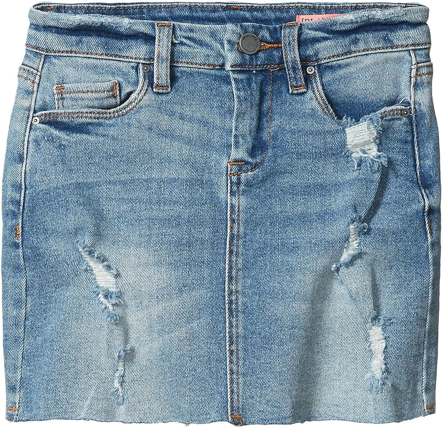 [BLANKNYC] Girls Denim Mini Skirt with Destructed Hem Finish Detail.: Clothing