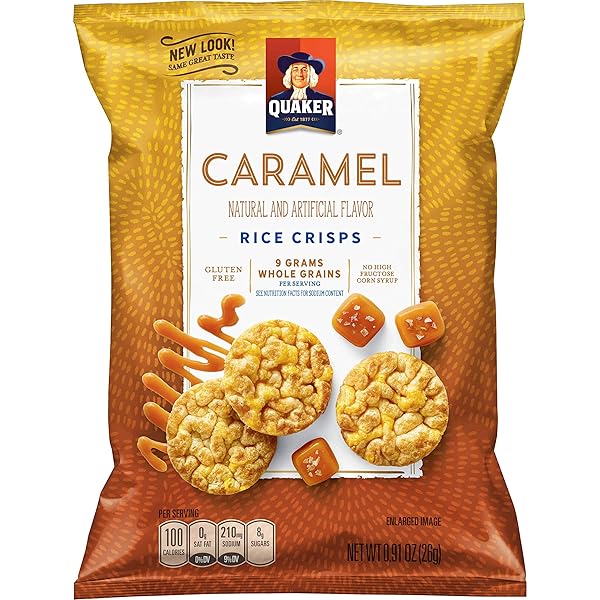 QUAKER MINI CARAMEL RICE SNACKS, 0.91 OZ. BAG, 60 PER CASE