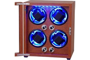 Lenway 4 Watch Winder with Quiet Motor，Automatic Watch Winder Four Rotation Modes，Watch Winder with Led Light(New Upgrade)、Be