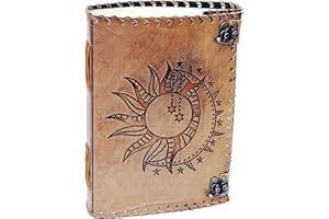 CREATIVE LEATHER ART Sun & Moon Emboss journal, 240 Pages journal, Vintage Journal, Sun moon Journal, Leather Sketchbook, Leather Notebook, Leather Journal for Men,Sun & Moon, 10x7 Inch)