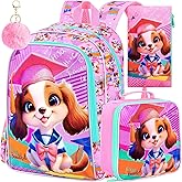 AGSDON 3PCS Backpacks for Girls, 16" Elementary Kids Backpack Preschool School Bookbags and Lunch Box