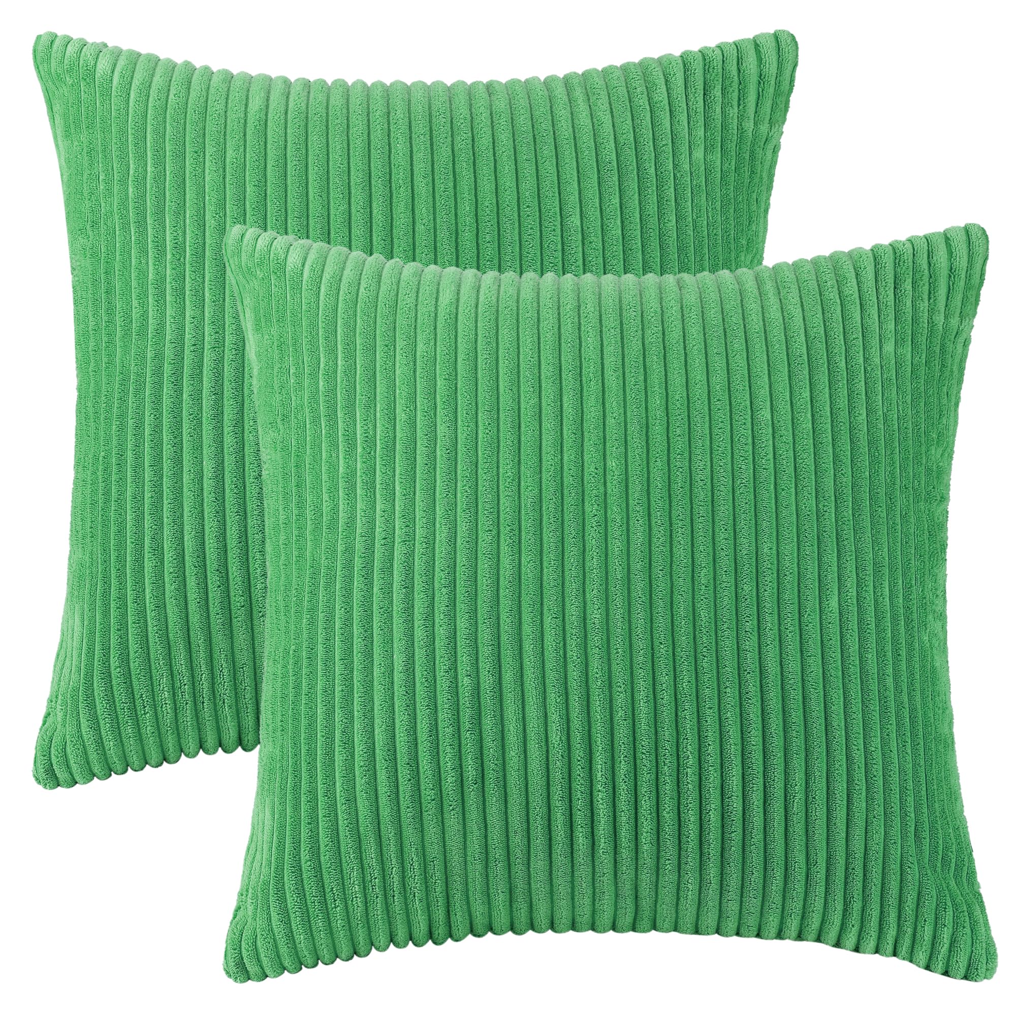 Uxcell Pack of 2 Corduroy Throw Pillow Covers, Soft Decorative Square Cushion Covers Home Decorations Pillowcase for Sofa Couch Living Room Bedroom Chair Decor Green 40 x 40 cm