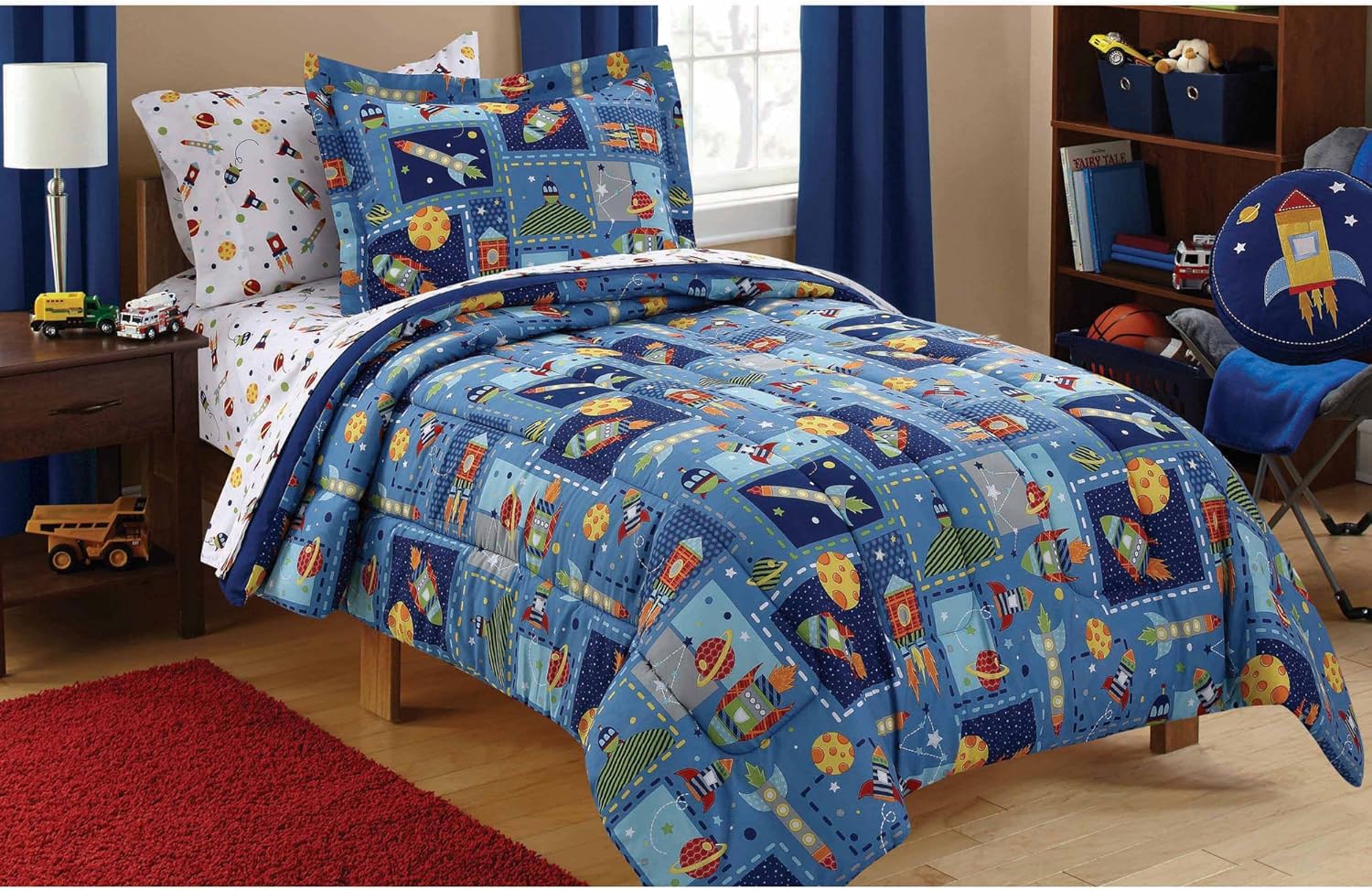 Mainstays Kids Outer Space Bed in a Bag Bedding Set, FULL