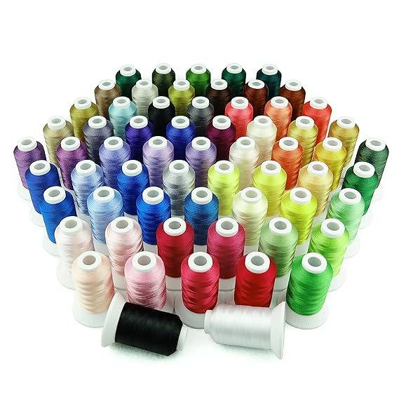 Simthread 63 Farben Polyester Maschinen Stickgarn - 500 Meter, für Brother, Babylock, Janome, Kenmore, Singer, W6 N Stickerei