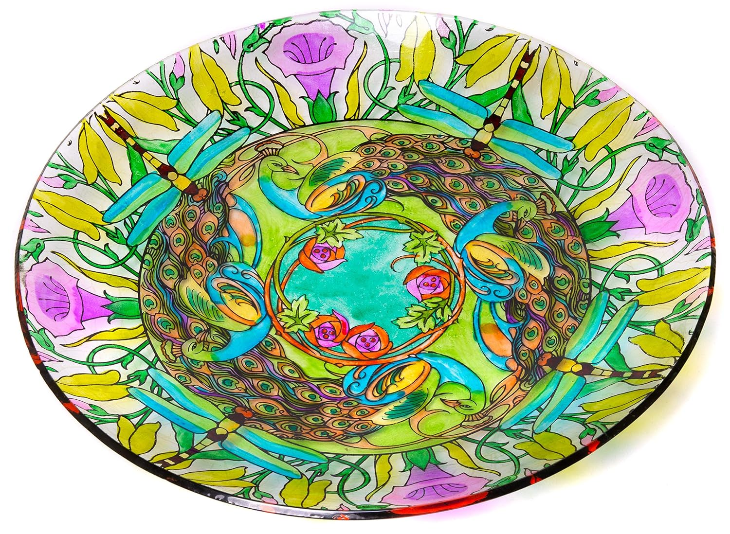 Amazon Com Round Glass Bird Bath Accent Bowl Garden Art