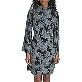 Tommy Hilfiger Womens Long Flare Sleeve Mock Neck A-line Dress