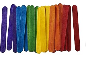 GUSTO [100 Count] 6 Inch Colored Jumbo Popsicle Sticks for Crafts - Ices, Ice Cream, Waxing, Tongue Depressor Wood Craft Stic