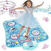 Dance Mat Toys - 8-Button Frozen Toys for Girls Electronic Dance Pad with 5 Game Modes, Touch Sensitive Kids Musical Mat Toy Christmas & Birthday Gift for 3 4 5 6 7 8 9 10+ Years Old Girls(Blue)