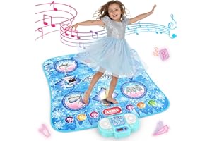 ETERFUN Dance Mat Toys - 8-Button Frozen Toys for Girls Electronic Dance Pad with 5 Game Modes, Touch Sensitive Kids Musical Mat Toy Christmas & Birthday Gift for 3 4 5 6 7 8 9 10+ Years Old Girls(Blue)