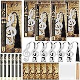 Spakon 36 Pcs Music Party Favors Bulk Gifts for Teacher Music Pens Symbols Bookmarks Cards Musical Awards for Choir Lover Club Awards Supplies