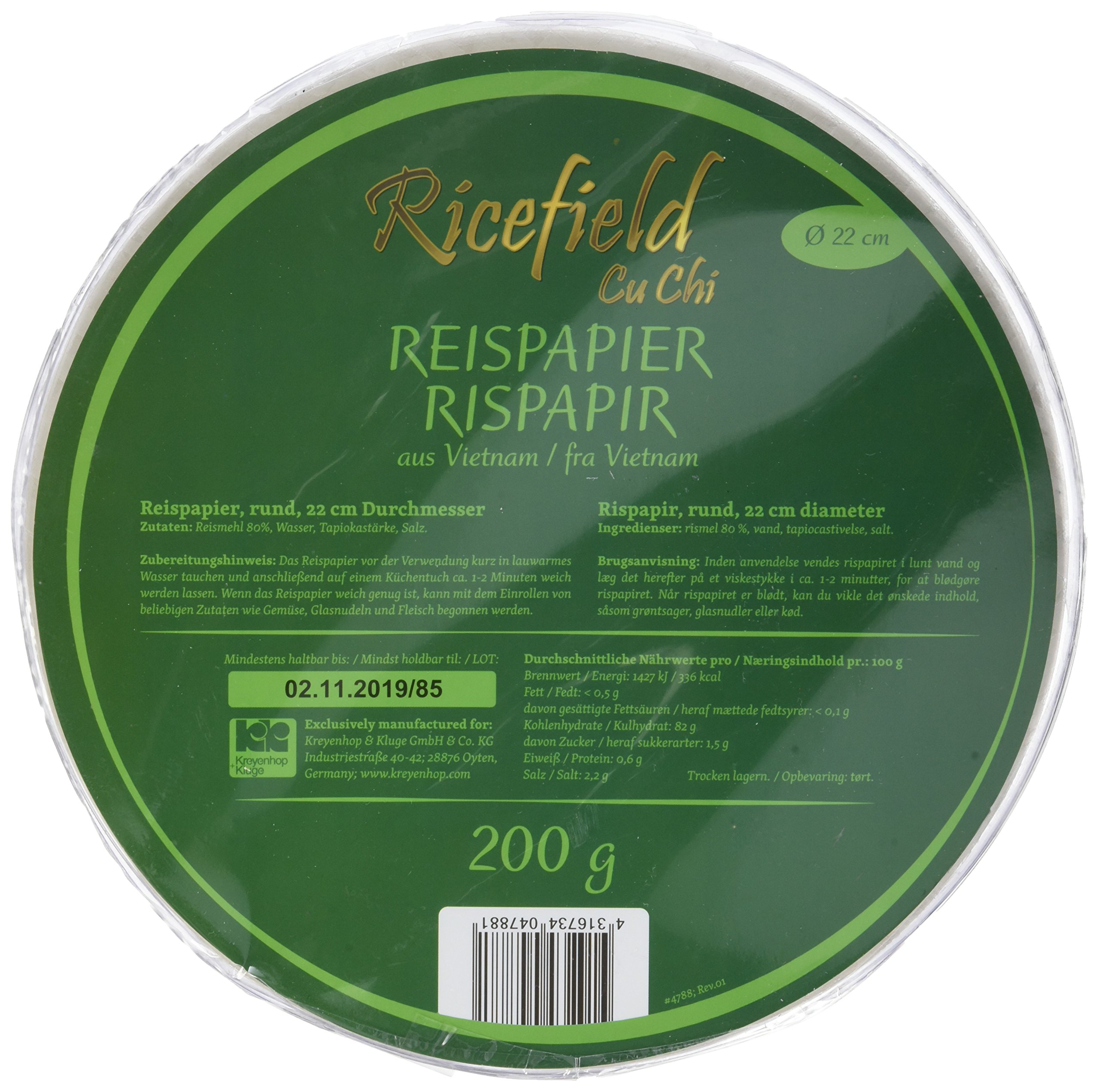 Ricefield Reispapier, rund, 22 cm (1 x 0.2 kg) 2