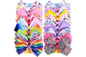 Dwenarry 5 Inch Hair Bows for Girls, Colorful Little Girls Hair Bow Rainbow Heart Grosgrain Hair Bow With Alligator Clips Hair Accessories for Toddlers Children Kids,18 Pcs